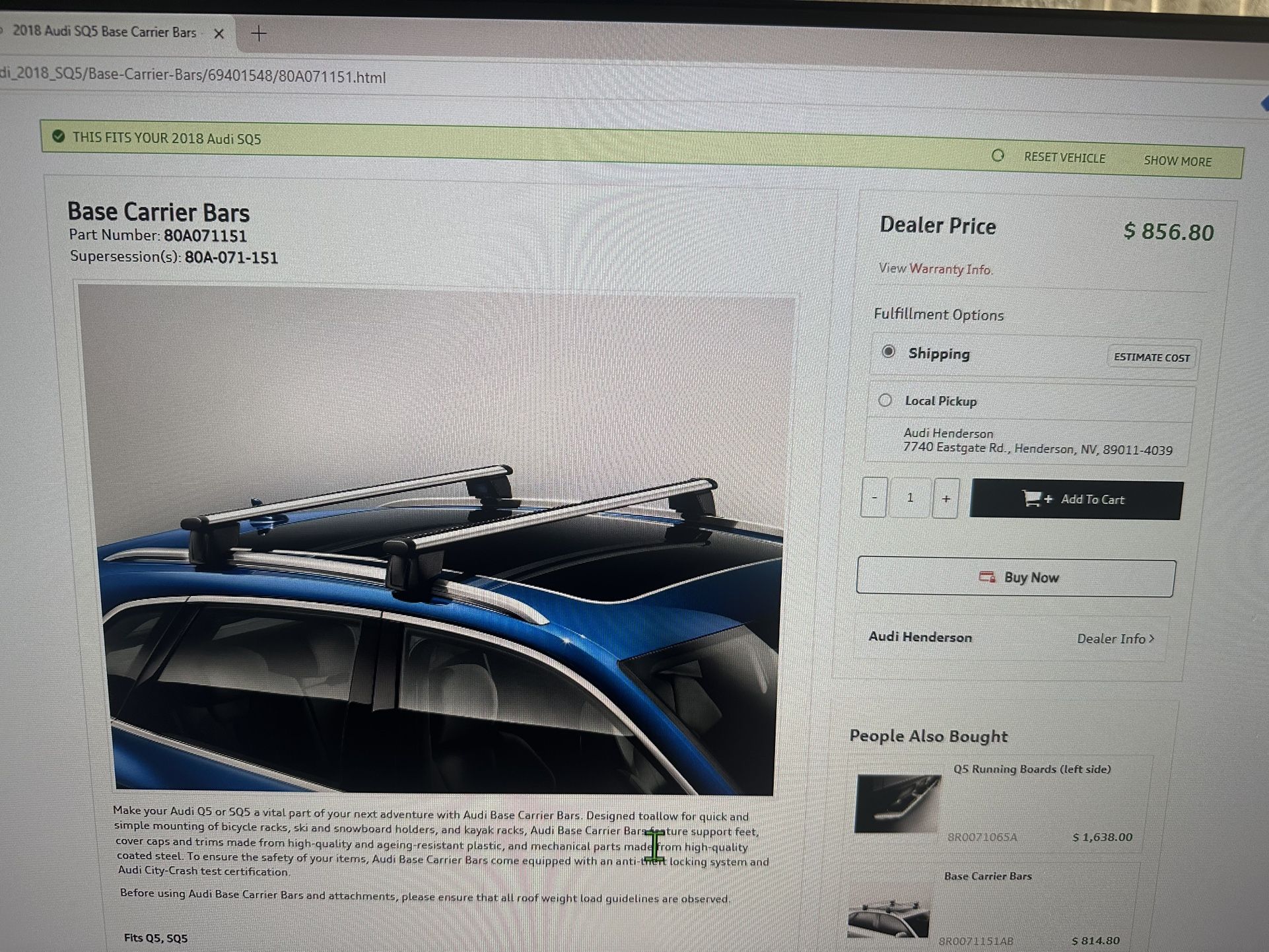 Audi Q5/SQ5 Base Carrier