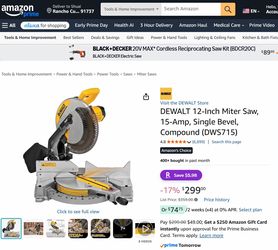 DEWALT 12-Inch Miter Saw, 15-Amp, Single Bevel, Compound (DWS715)