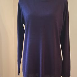 CUPIO Women's Casual Long Sleeve Crewneck Pullover Tunic Sweater, Lg, Aubergine
