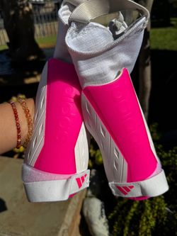 Adidas Soccer Shin Guards Pink and White
