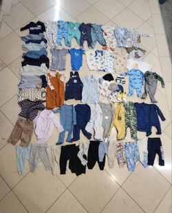 Baby Boy Clothes New Born/0-3 Months/3 Months Lot of 70 Pieces
