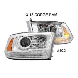 2013 To 2018 DODGE RAM Chrome Factory Style Projector Headlights with LED turn Signal