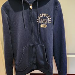 Men's Aeropostal fleece hoodie, size Medium, dark blue color, like new