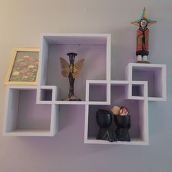 White Wooden ShadowBox Type Shelf