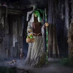 Halloween Decor - 7 ft. Animated Lethal Lily Witch & Bubbling Cauldron w/LED's Set