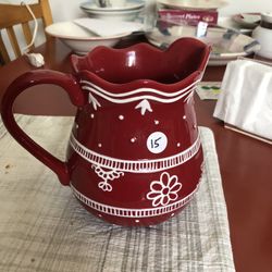 Harry And David Red White Pitcher