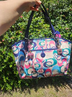 $200 ikat scribble coach bag excellent condition  charms not included