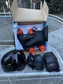 Sure Grip Roller Skates With Helmet(m) Knee,elbow Wrist Pads Size 7