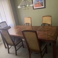 Wood Dinning Table Set With 6 Chairs
