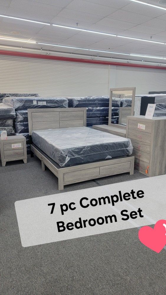 Complete Queen Bedroom Set - Mattress Included