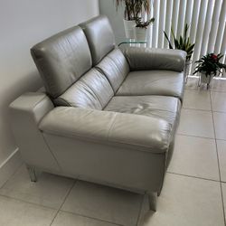 Loveseat Sofa Leather Grey