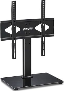 MOUNTPRO Universal Swivel TV Stand - Tabletop TV Stand for 27-50 inch LCD LED TVs - Height Adjustable TV Base Stand with Tempered Glass Base & Wire Ma