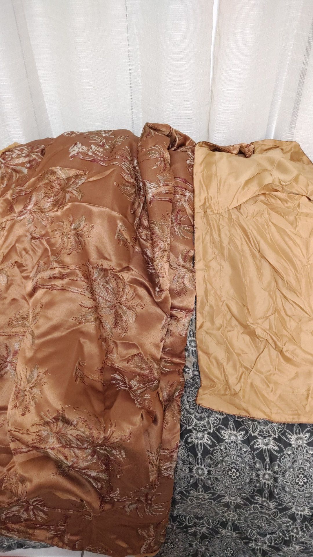 1 Brownish Gold Flat Comforter & 1 Matching Large Pillow Case