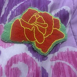 Beaded Rose Barrette 