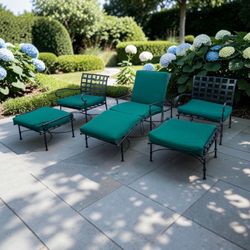Premium Heavy-Duty Metal Iron 5pc Vintage Outdoor Patio Set (Brown Jordan Style)