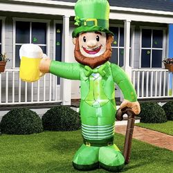 New Tested 8 Ft Tall Leprechaun With Beer Yard Inflatible