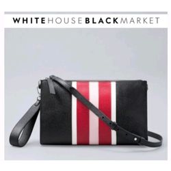 White House Black Market Black leather colorblock clutch/crossbody  red with Light pink