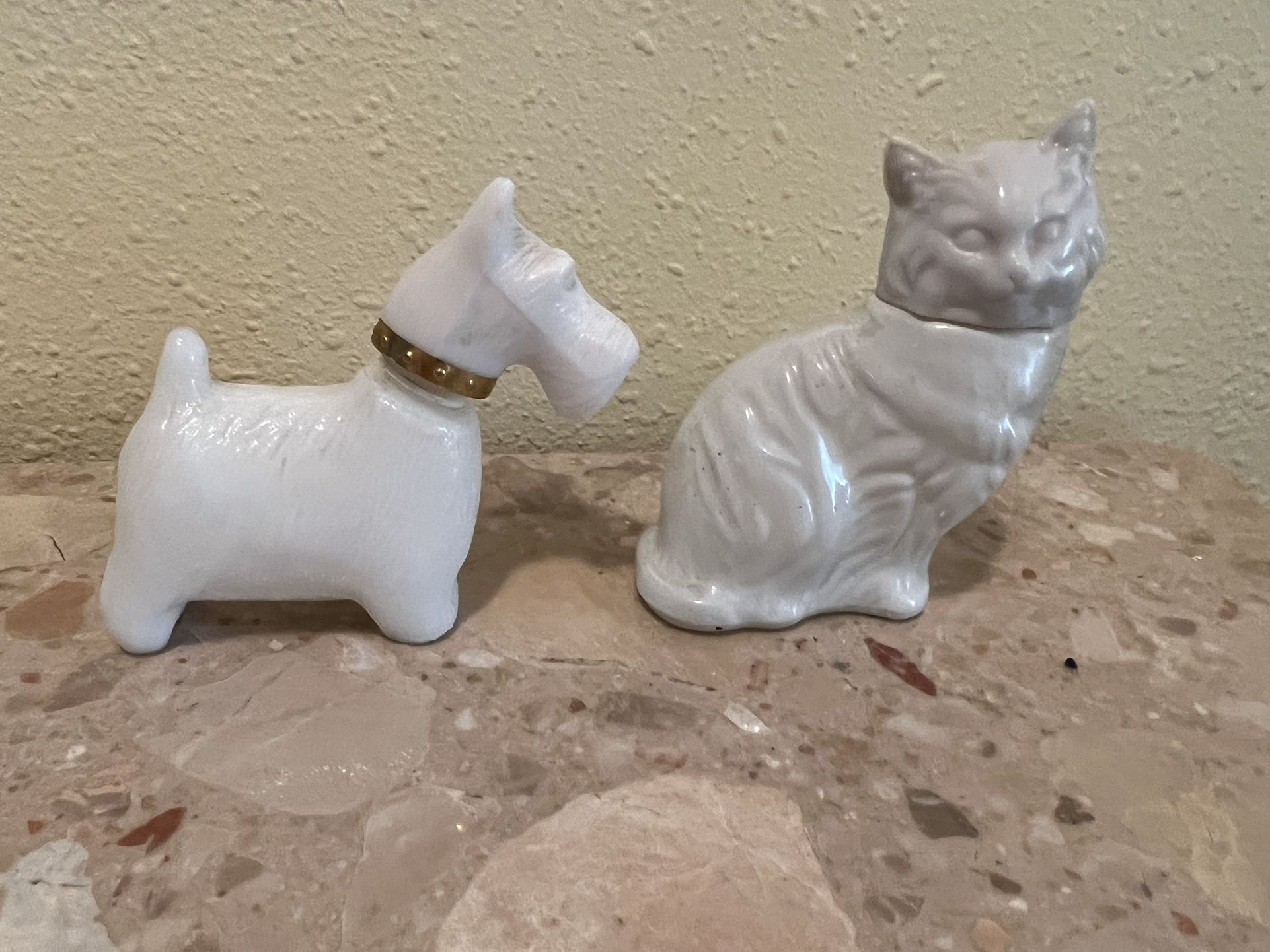 Pair Of Antique Dog And Cat Perfume Bottles 