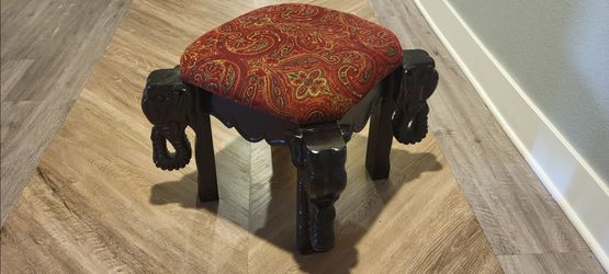 Elephants Decor Upholstered Footstool