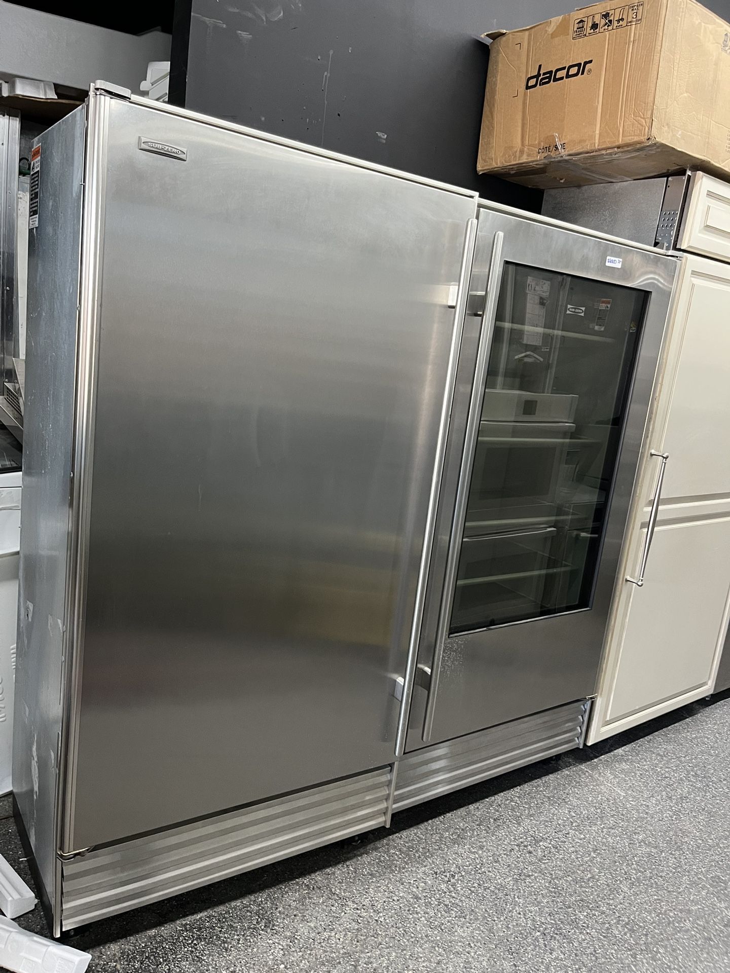 Sub-Zero Stainless Upright 72” Column Set Fridge Freezer Glass Door