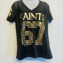 Victoria’s Secret Pink New Orleans Saints Sequin Bling Jersey Womens Size Small