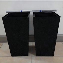 PAIR of 22" Black Square Resin Planters with Irrigation (2 for $60) @ Lasting Creations