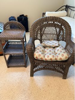 Wicker Chair & Matching Stand