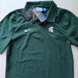 Size S Michigan State Spartans Men's Nike 2020 Sideline Coaches Flex Performance Polo Shirt Green Standard Fit