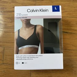 NWT Calvin Klein cotton model wire free bralette 2 Pack Size L