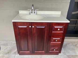 Wood Bathroom Vanities with Sinks and Faucets - 2
