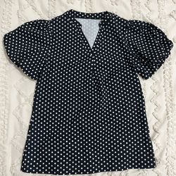 Polka Dot Puff Sleeve Top