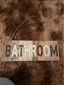 Bathroom rustic wooden sign