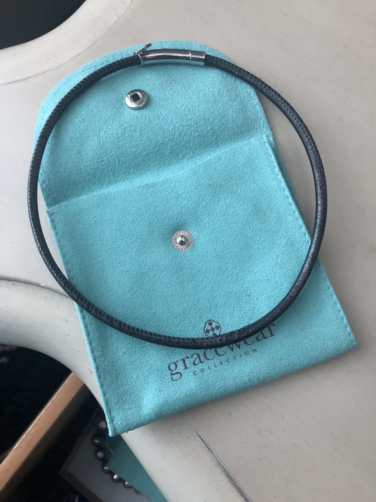 Brand new Black leather necklace- Grace and Heart