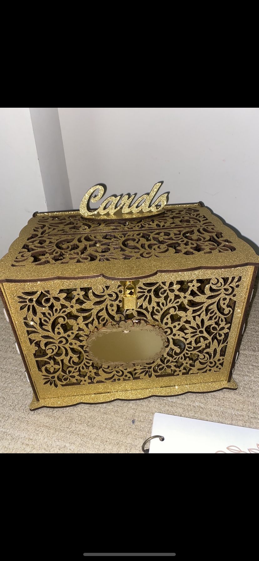Rustic Wedding Card Box, Gold,