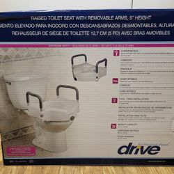 Medical Elevated Raised Toilet Seat with Removable Padded Arms, Standard Seat... $50