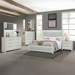 Bedroom set Queen 4 pc Beige finish, Beige fabric, New Especial price 