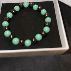 Turquoise and Black Beaded Bracelet