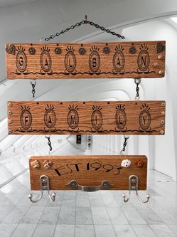 Personalized Oak Wood Key Holder Wall  Mounts