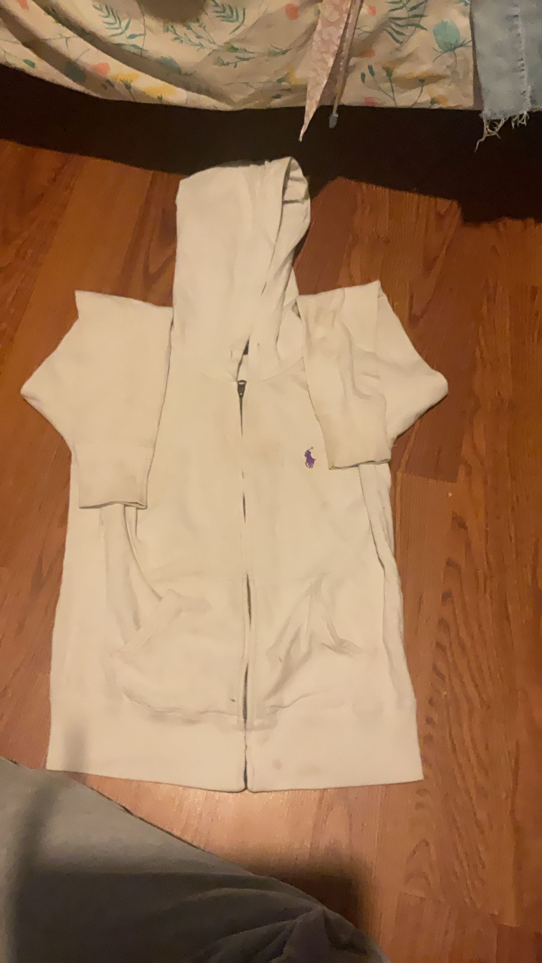 vintage beige polo hoodied jacket 