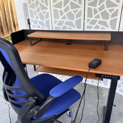 High Quality - Office Set Electric Desk, Chair And Tempered Glass Mat