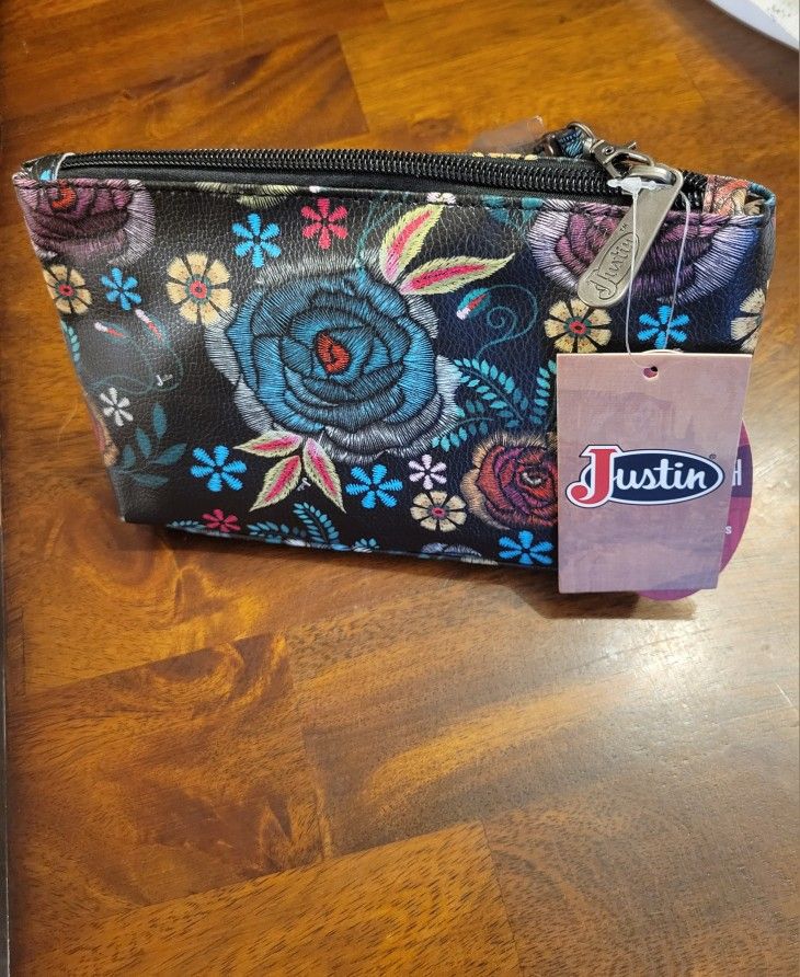 Justin Floral Zip Pouch With 4 Card Slots And 1 Zip Pocket