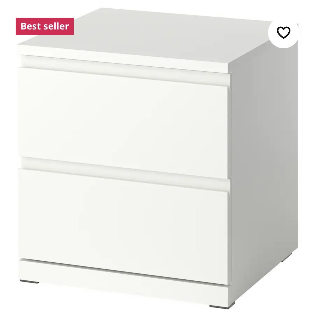 STORKLINTA Nightstand, white/with 2 drawers, 19 5/8x18 7/8x20 7/8 "