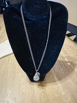 NEW 925 REAL SILVER CHAIN WITH TURQUIOSE STONE CHARM BEAUTIFUL SOLID PERFECT CONDITION DE PLATA 