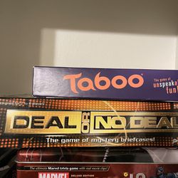 Scene It Marvel Delux Edition, Taboo, Pressmans Deal Or No Deal Board Games