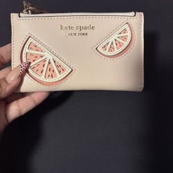 Kate Spade New York Tini Embellished Small Slim Bifold Wallet(Grapefruit)