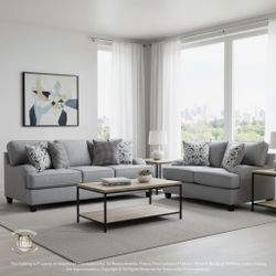 Beautiful Light Gray Contemporary Sofa Loveseat (New)
