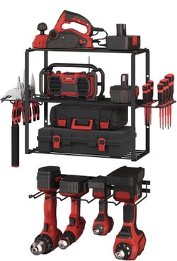 Power Tool Organizer 4 Tier Hanging Wall Mount Garage Storage