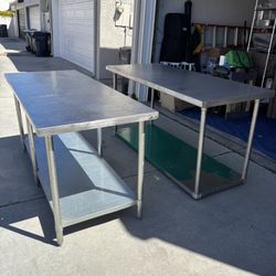 2 Restaurant Stainless Steel Work Tables—$175 Each