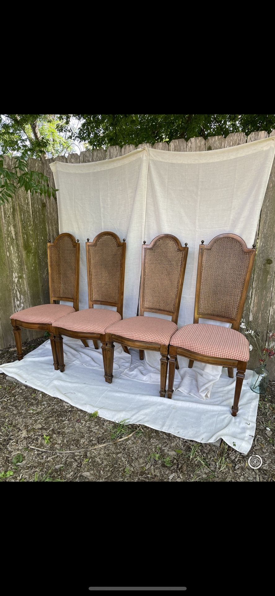 Set of 4 Thomasville Furniture Cellini Collection Italian Provincial Cane Back Dining Side Chairs