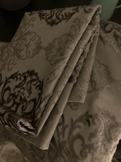 63 in gray embroidered curtains